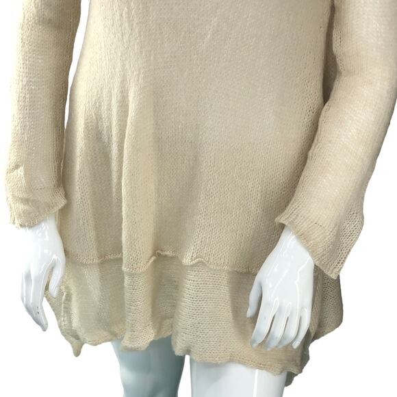 Wooden Ships Womens Size M/L Sweater Mohair Wool V Neck Long Line Open Knit - Picture 3 of 14